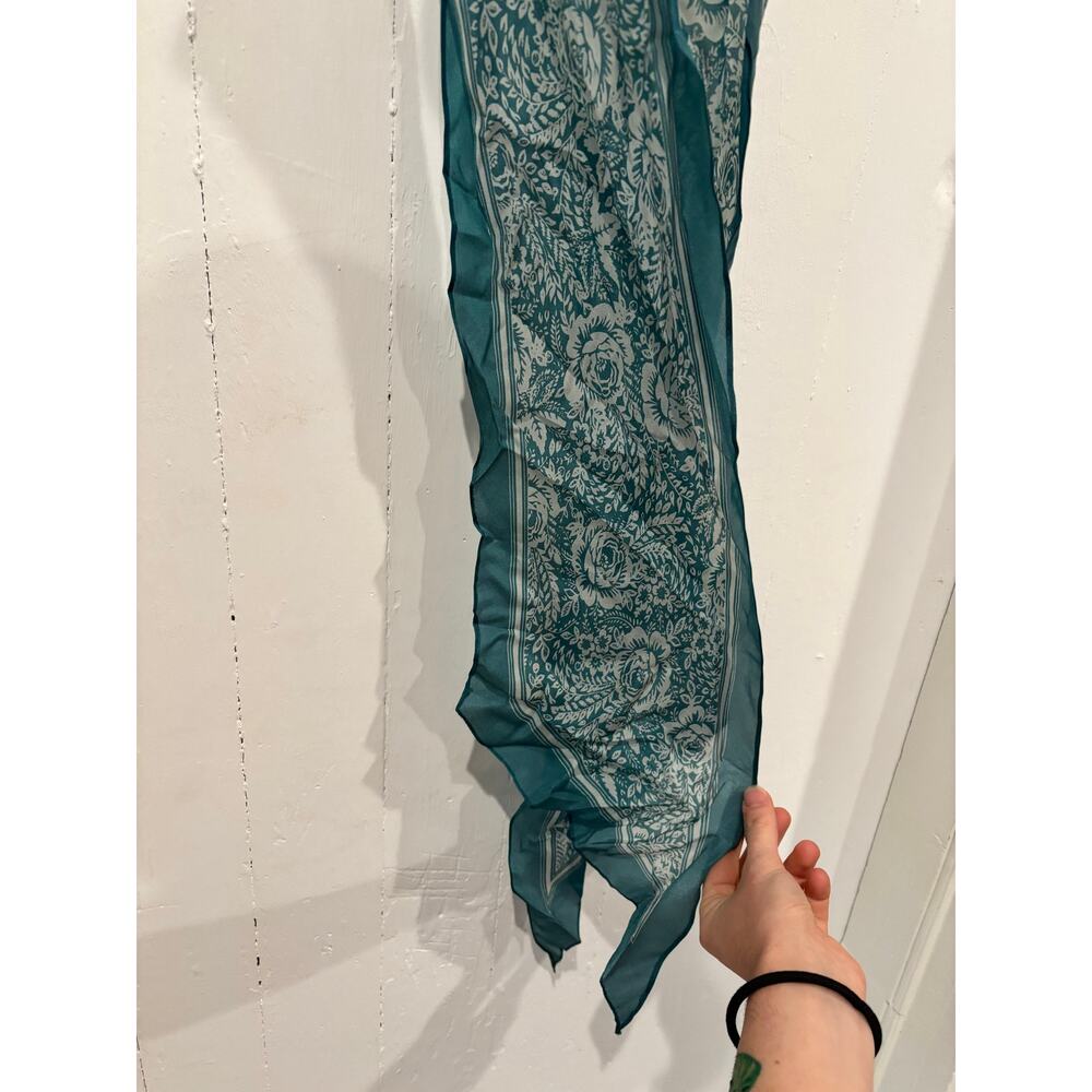 Silky Teal Paisley Ascot Scarf - Picture 2 of 2